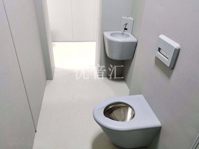 留置室硅胶防撞马桶+304不锈钢防撞马桶洗手台