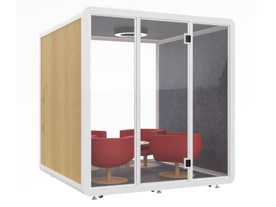 木紋色洽談室隔音艙